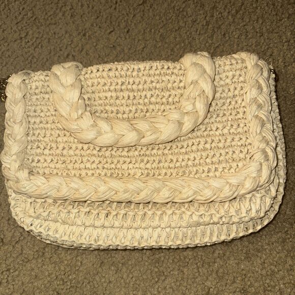 H&M handbag Boho Woven Straw Rattan Shoulder Bag 8”X 11” - Picture 2 of 10